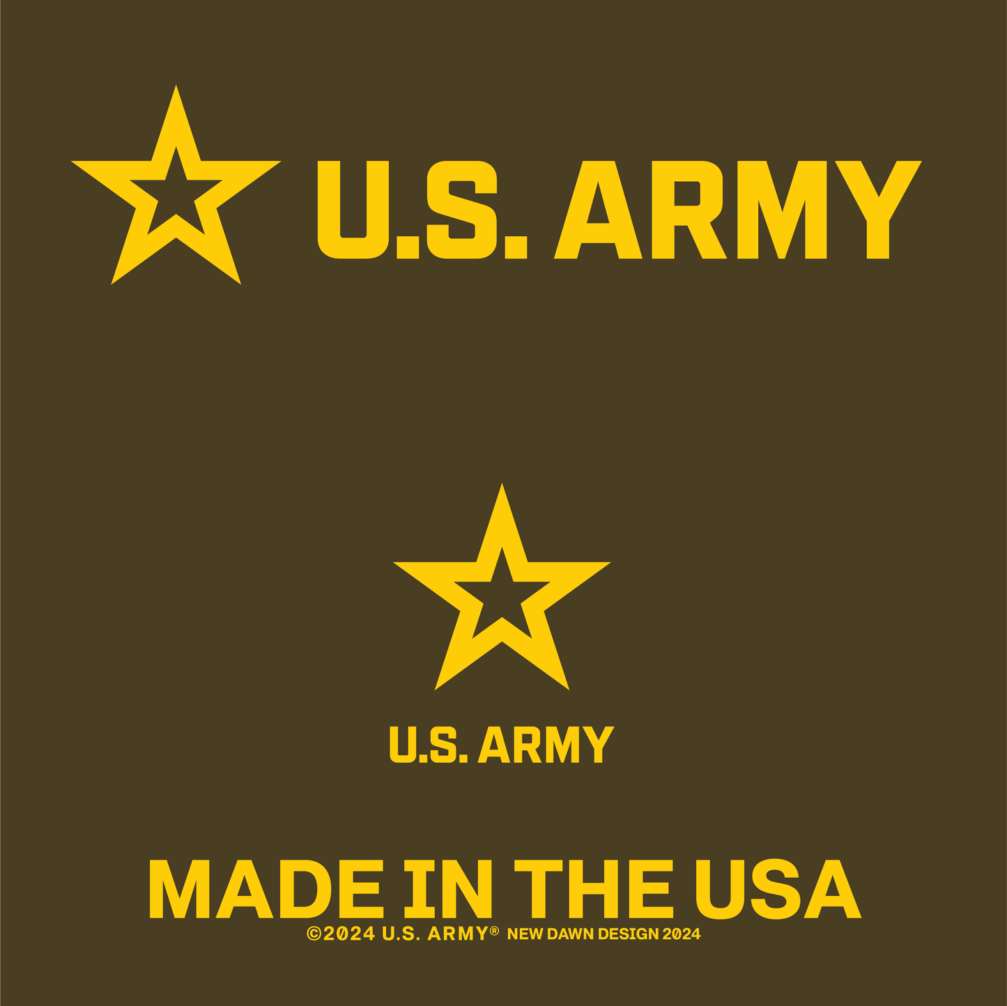 close up of us army logo graphic front print detail