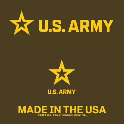 close up of us army logo graphic front print detail