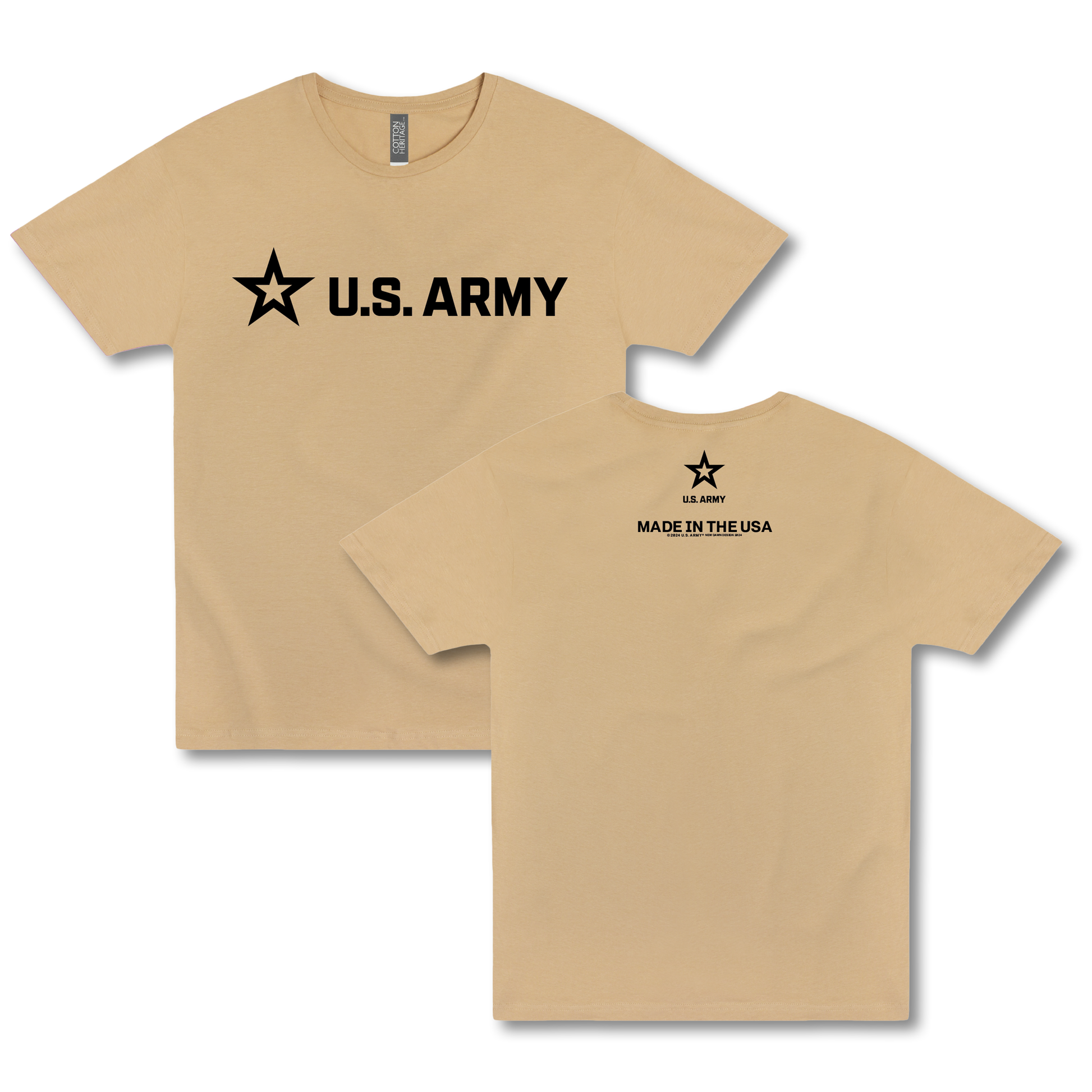 us army logo front and back print t shirt laid flat military apparel