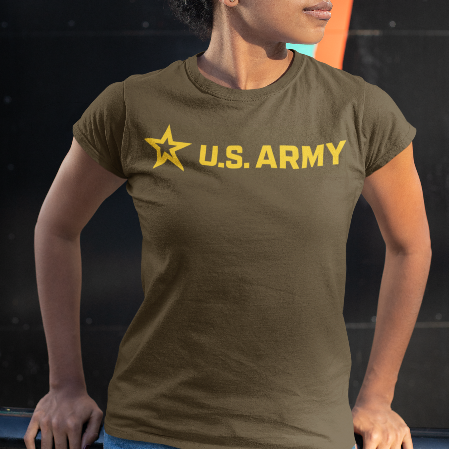 unisex us army logo t shirt styled casually patriotic military outfit front and back print
