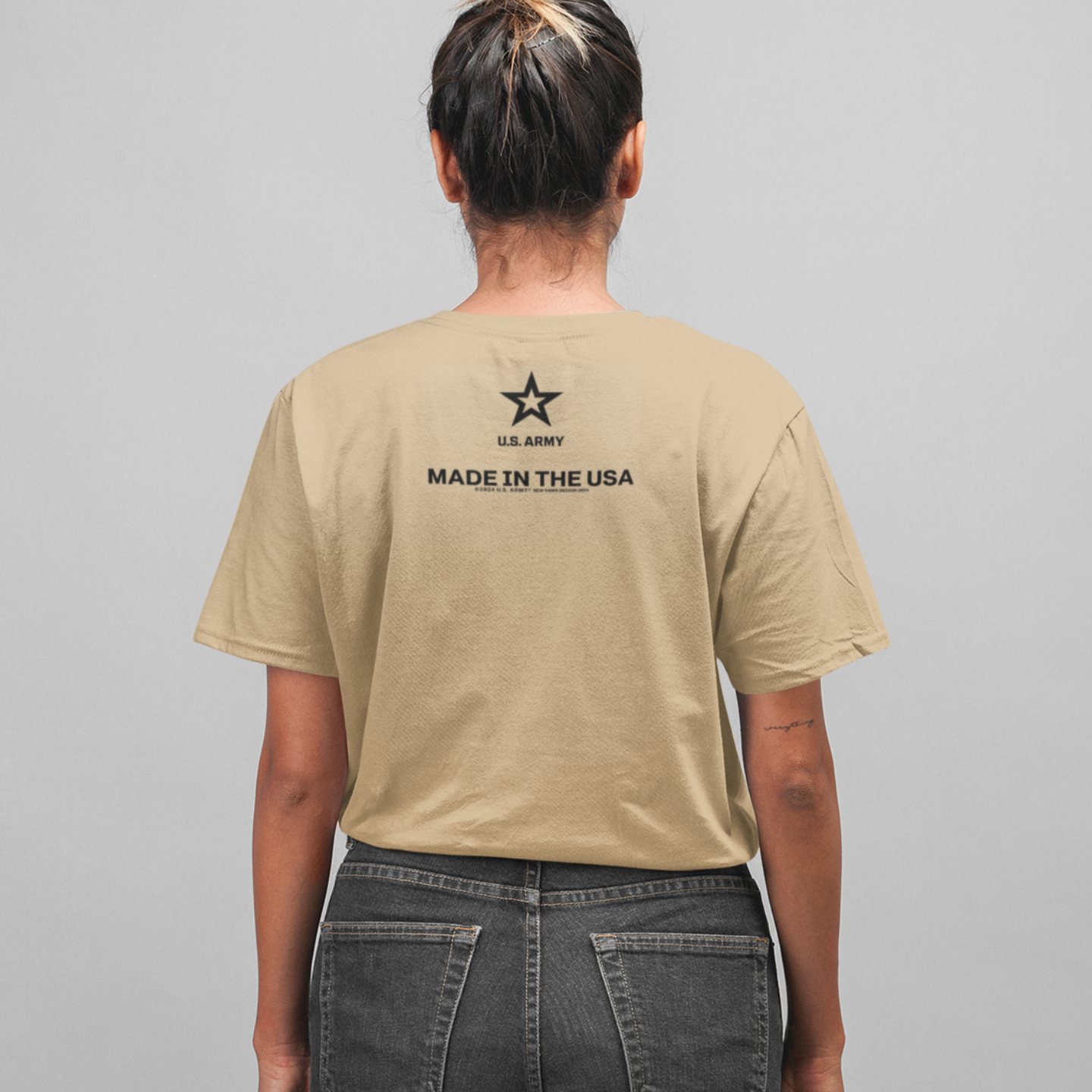unisex us army logo t shirt styled casually patriotic military outfit front and back print