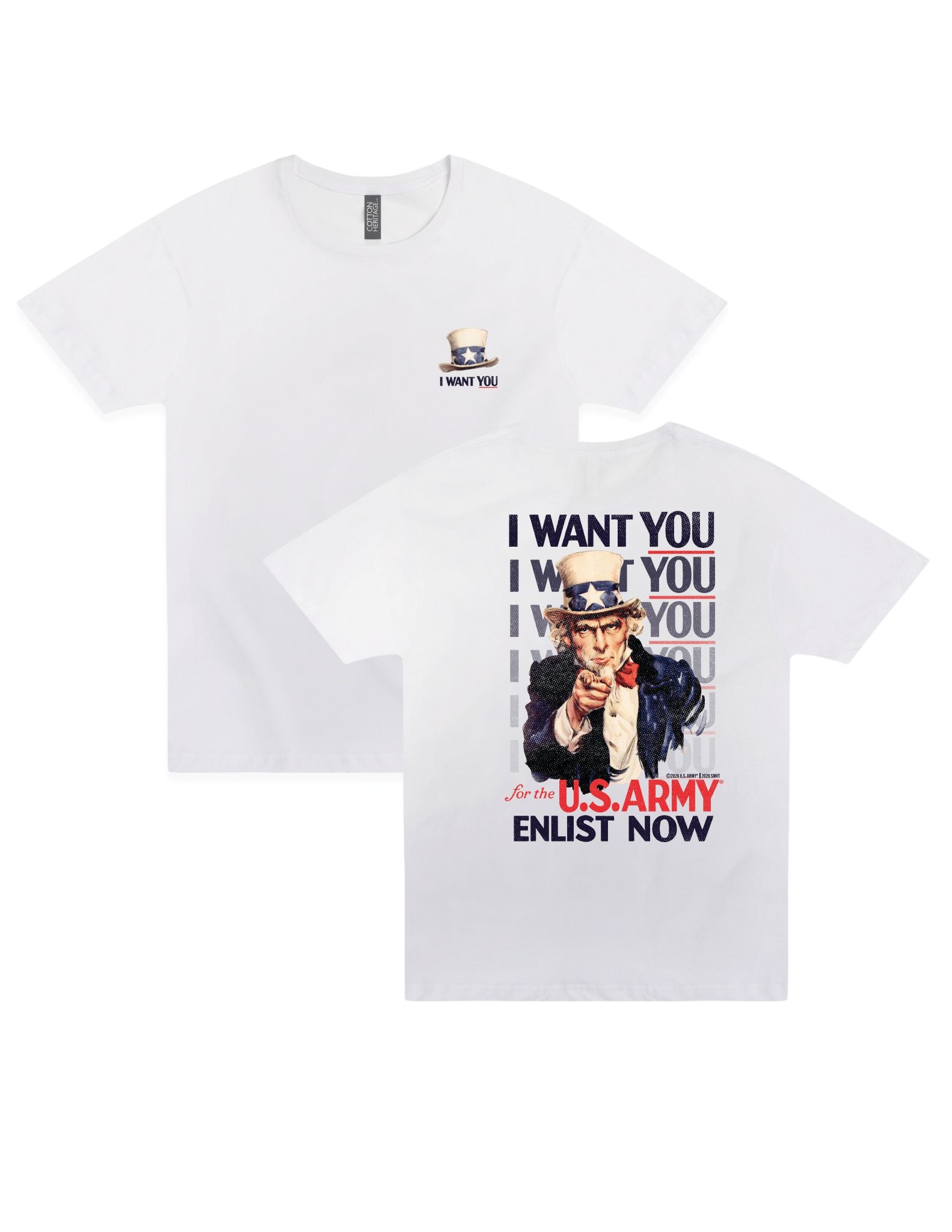 u s army uncle sam i want you patriotic vintage military recruitment graphic t shirt officially licensed unisex tee