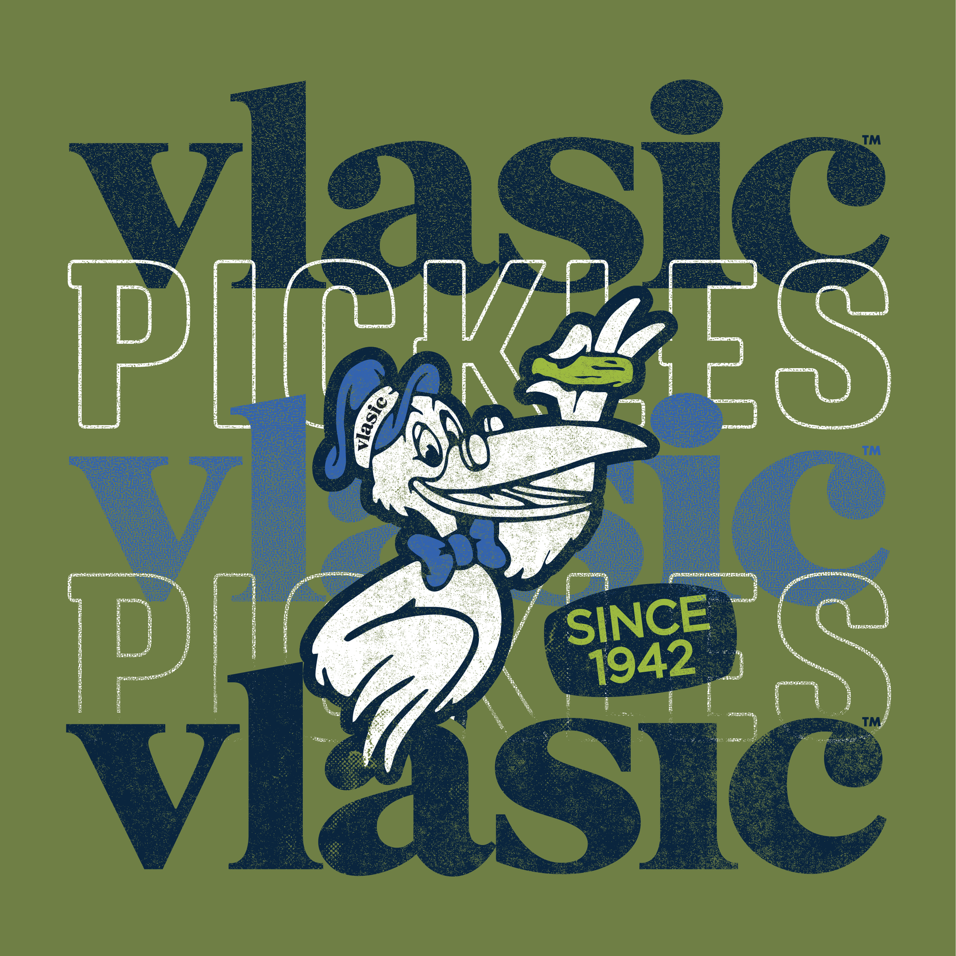 close up of vlasic pickles brand colors retro logo graphic