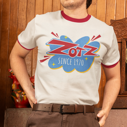 unisex zotz ringer t shirt styled casually retro candy brand outfit vintage look