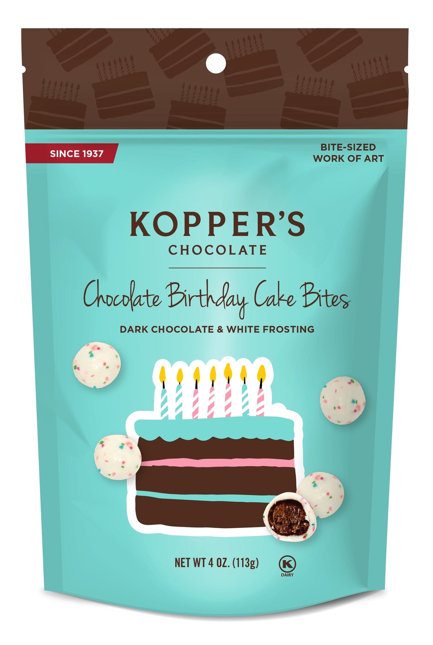 Kopper's Chocolate Birthday Cake Bites - 4oz Pouch