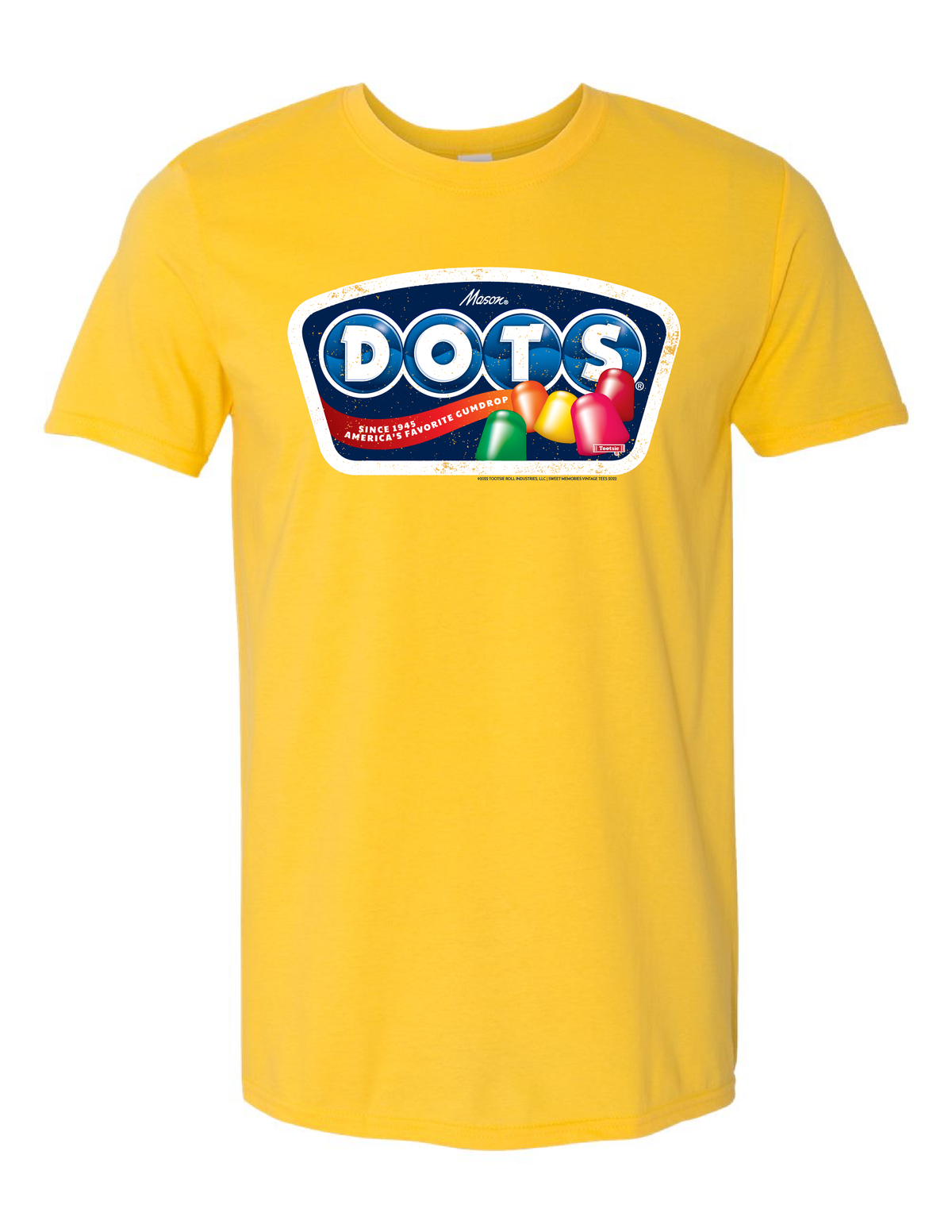 DOTS® Retro Gumdrops Unisex Graphic T-Shirt featuring vintage-inspired DOTS candy logo artwork, nostalgic colorful gumdrop design, and classic retro candy style.