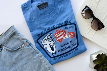 "The Novelty" Good Humor Tee - Birthplace Youngstown Ohio - Officially Licensed - Heather Blue - Sweet Memories Vintage Tees