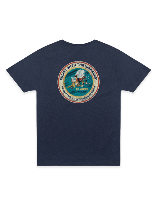 Enlist with the SEABEES! America's Navy | Vintage Heather Navy Tee