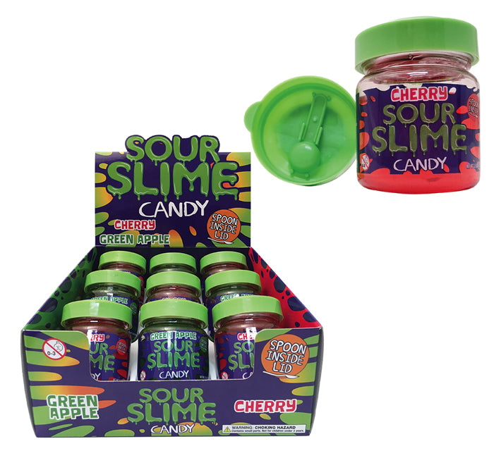 Slime Sour Candy- Green Apple & Cherry w/ Spoon
