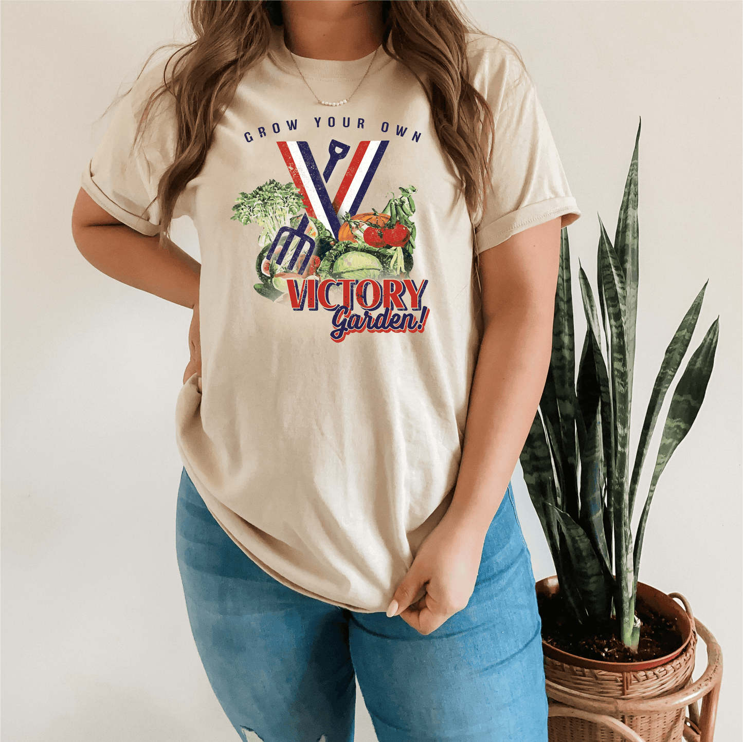Vintage Grow Your Own Victory Garden | Vintage Sand Unisex Tee