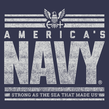 close up of americas navy strong as the sea that made us vintage graphic
