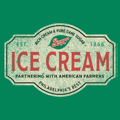 Artwork of Breyers Ice Cream vintage logo graphic on soft cotton t-shirt. 