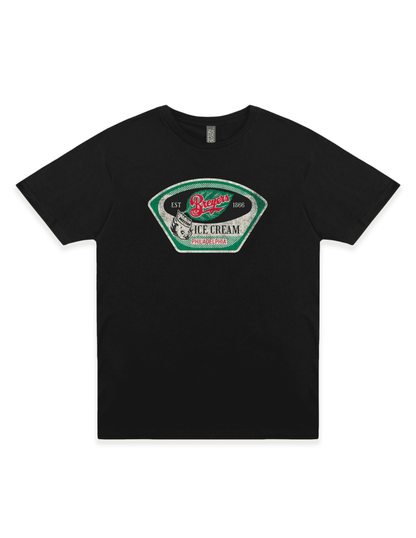 Breyers Ice Cream Novelty Tee on a black unisex t-shirt featuring vintage Breyers Ice Cream Philadelphia artwork and distressed retro graphics