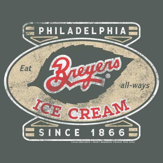 Vintage Breyers Ice Cream Philadelphia Since 1866 graphic artwork featuring classic branding and retro ice cream-inspired design elements.