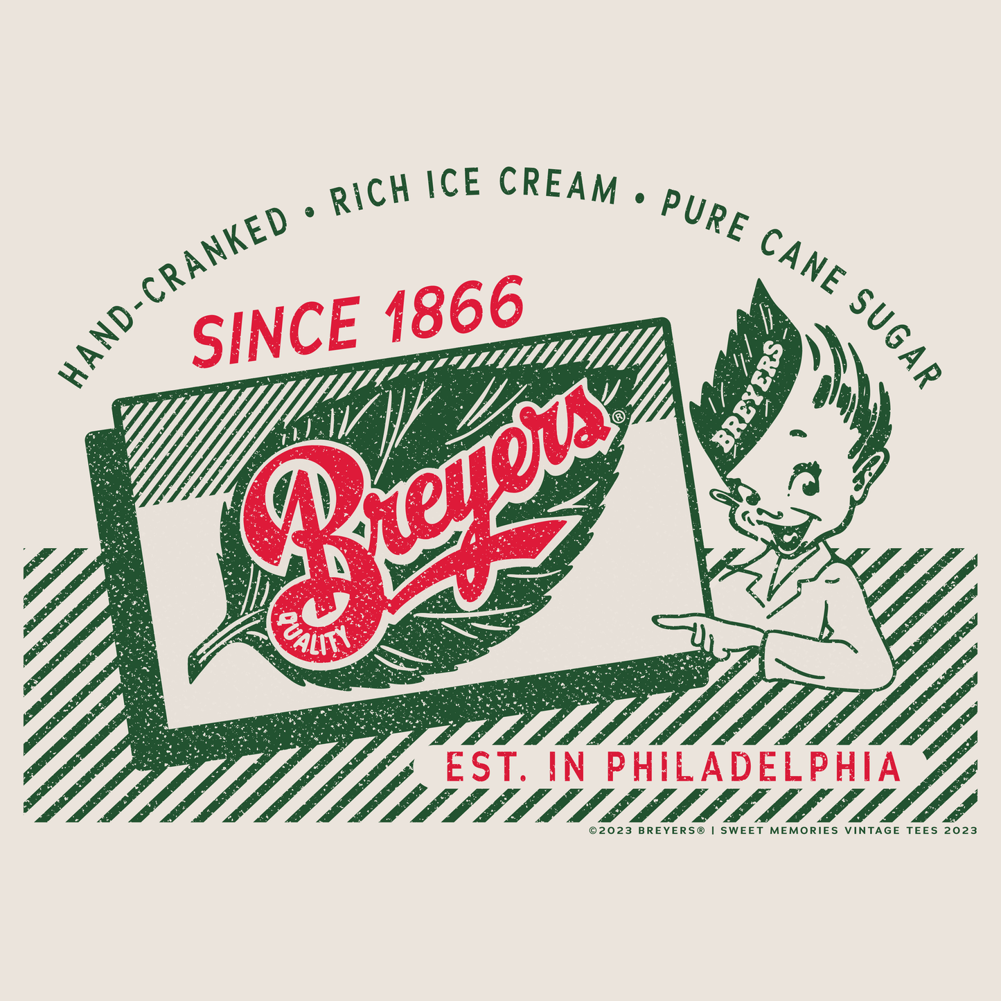 Vintage 1950s Breyers® Ice Cream advertisement artwork featuring classic Philadelphia ice cream branding and nostalgic retro graphics.