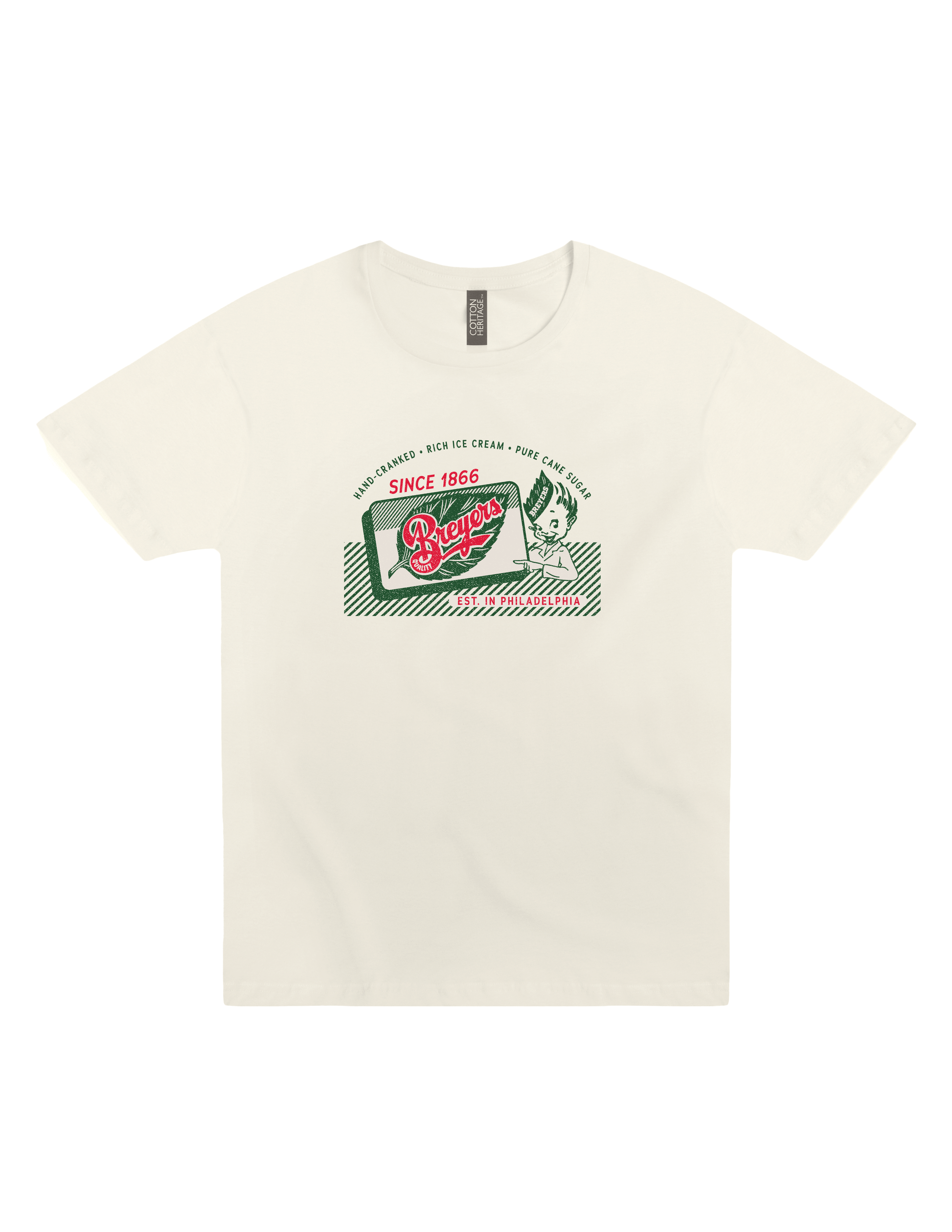 Breyers® Ice Cream Vintage 1950s Advertisement Unisex Tee featuring retro Breyers branding and classic mid-century ice cream advertising artwork.