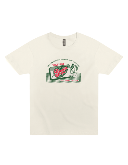 Breyers® Ice Cream Vintage 1950s Advertisement Unisex Tee featuring retro Breyers branding and classic mid-century ice cream advertising artwork.