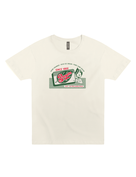 Breyers® Ice Cream Vintage 1950s Advertisement Unisex Tee featuring retro Breyers branding and classic mid-century ice cream advertising artwork.