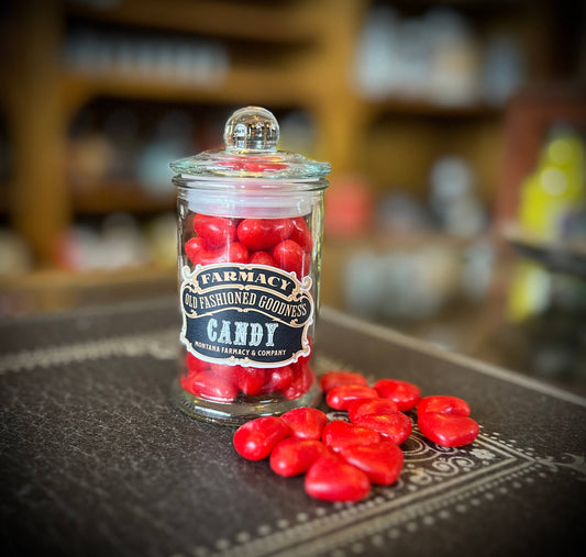 Apothecary Jar old fashioned Cinnamon Heart Candy Nostalgic