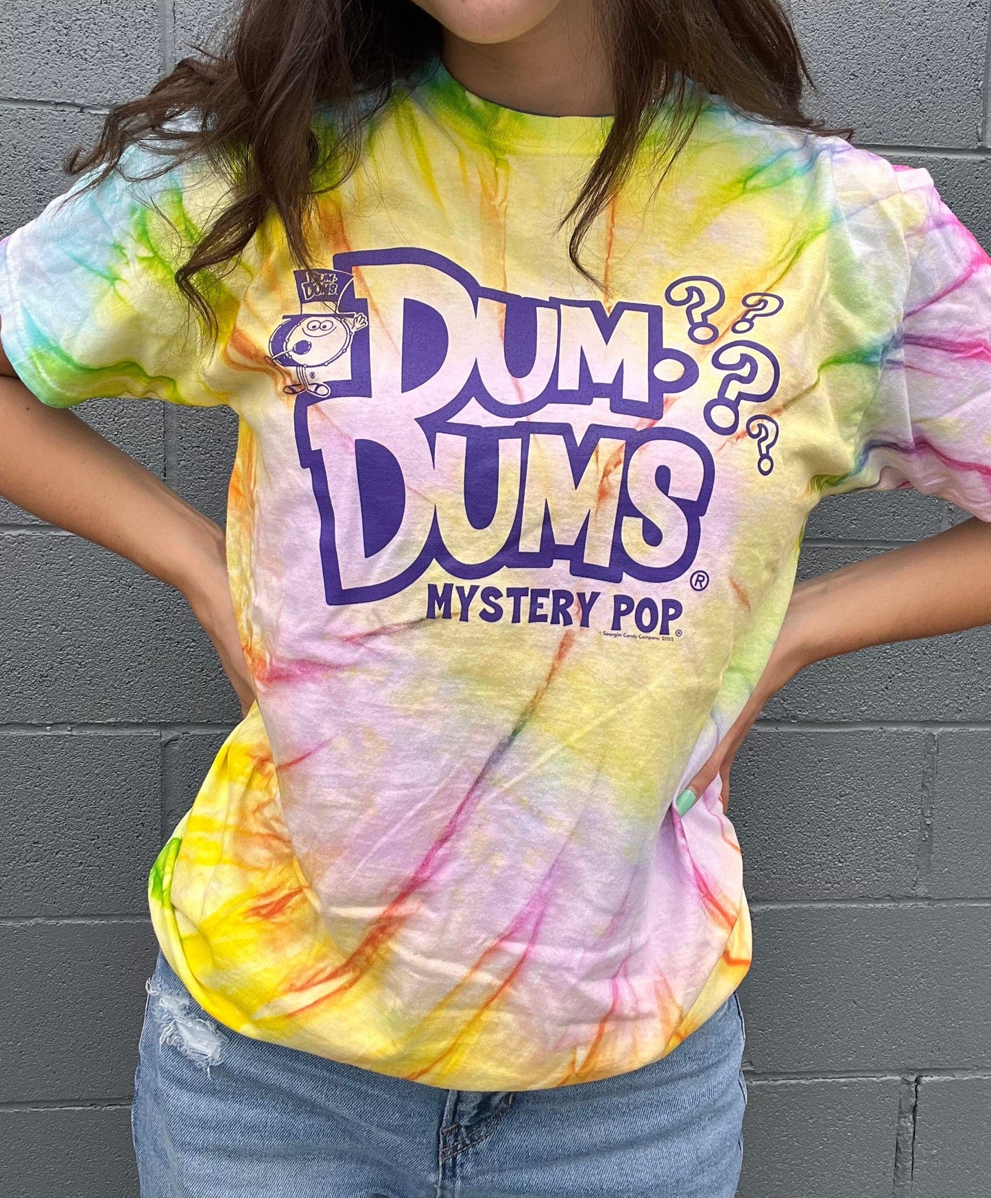 unisex dum dums mystery flavor tie dye shirt styled casually colorful candy lover outfit