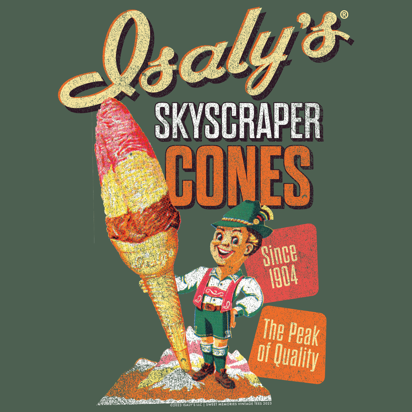 close up of isalys skyscraper ice cream cone vintage ice cream graphic