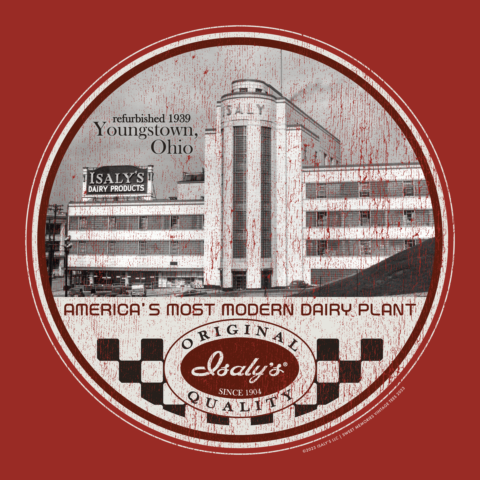 close up of isalys youngstown ohio dairy plant most modern dairy vintage graphic