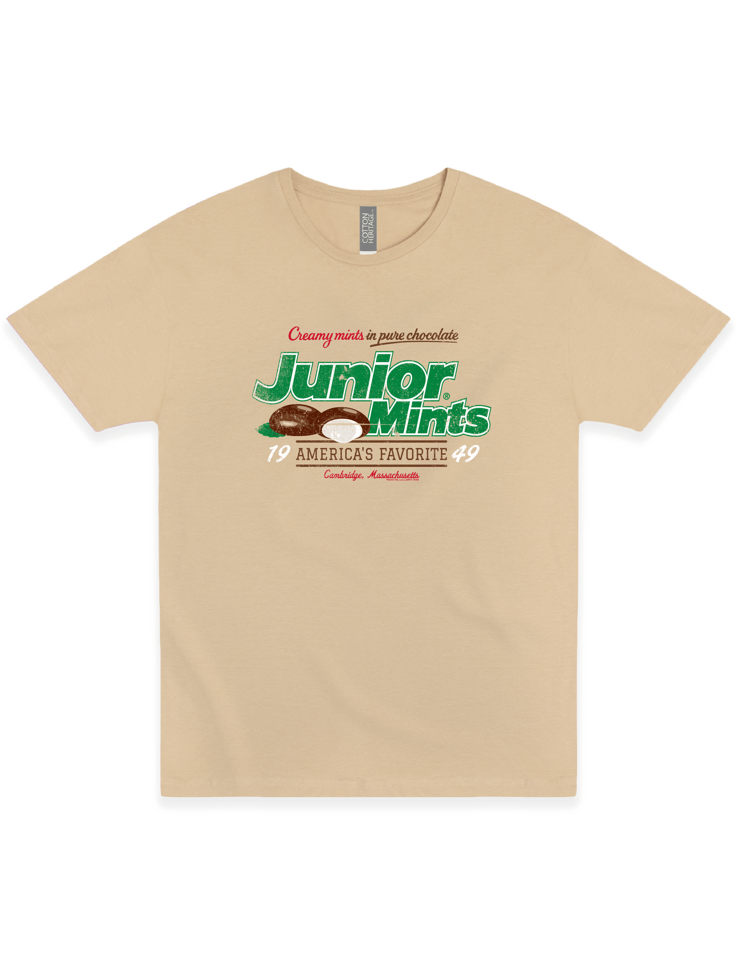 junior mints chocolate covered creamy mints graphic t shirt officially licensed retro candy brand unisex nostalgia tee