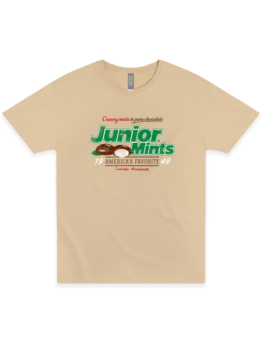 junior mints chocolate covered creamy mints graphic t shirt officially licensed retro candy brand unisex nostalgia tee