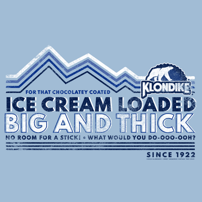 Klondike Big & Thick Vintage Jingle Graphic T-Shirt, retro ice cream bar tee artwork, unisex soft cotton