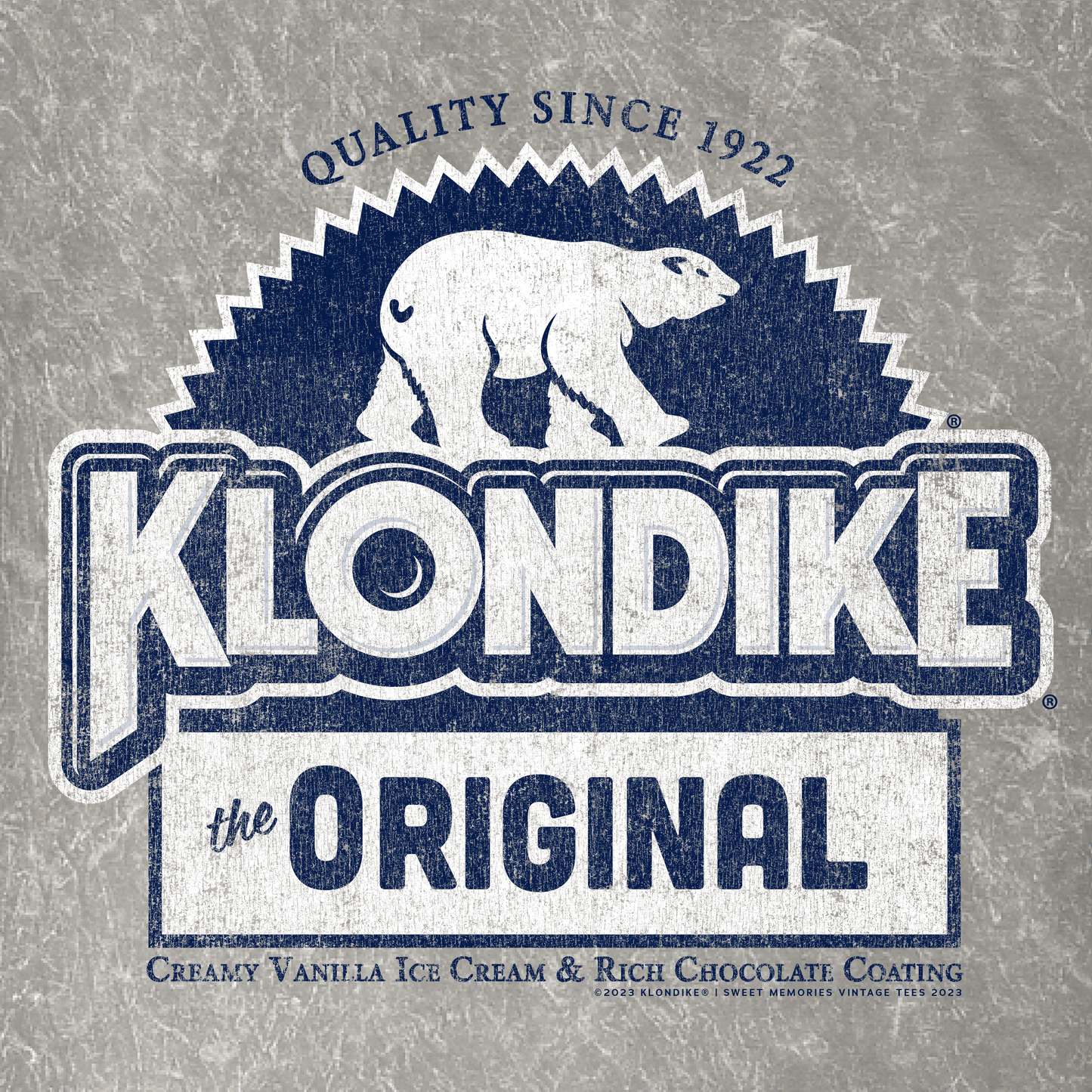 Klondike® Foil Wrapper Since 1922 mineral wash t-shirt graphic artwork featuring the classic Klondike polar bear logo and vintage frozen treat graphic.