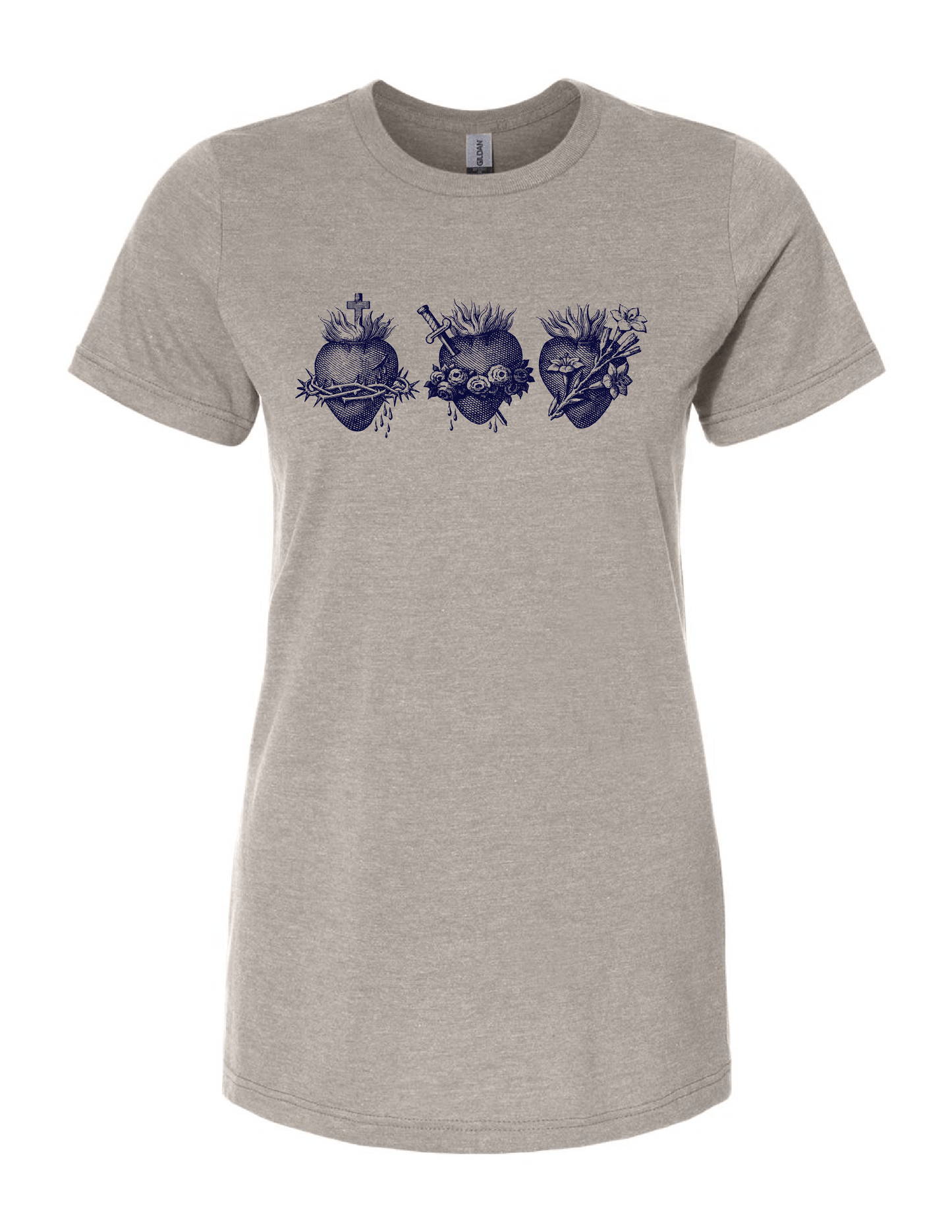 ladies holy family three hearts catholic religious graphic shirt sacred heart immaculate heart saint joseph tee