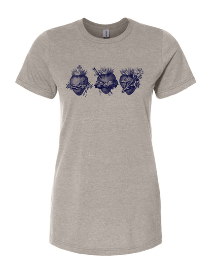 ladies holy family three hearts catholic religious graphic shirt sacred heart immaculate heart saint joseph tee