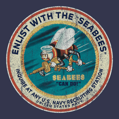 americas navy seabees enlist vintage graphic t shirt officially licensed military patriotic unisex tee back artwork