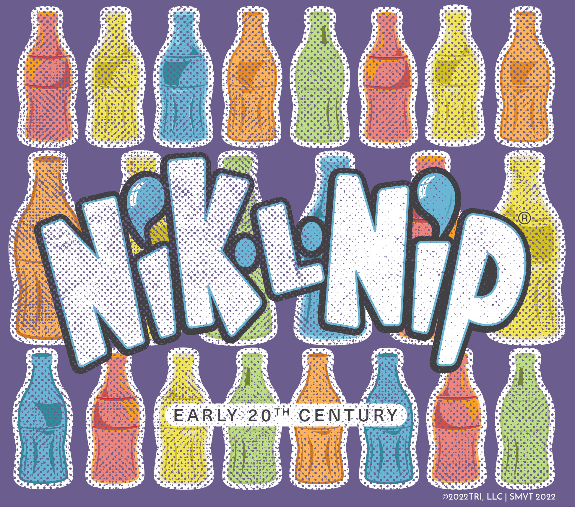 close up of nik l nip vintage logo graphic featuring bite em drink em chew em 