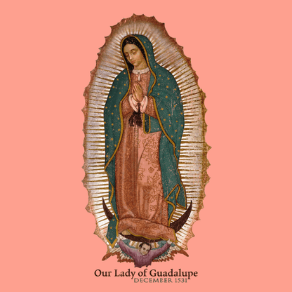 close up of our lady of guadalupe vintage religious graphic