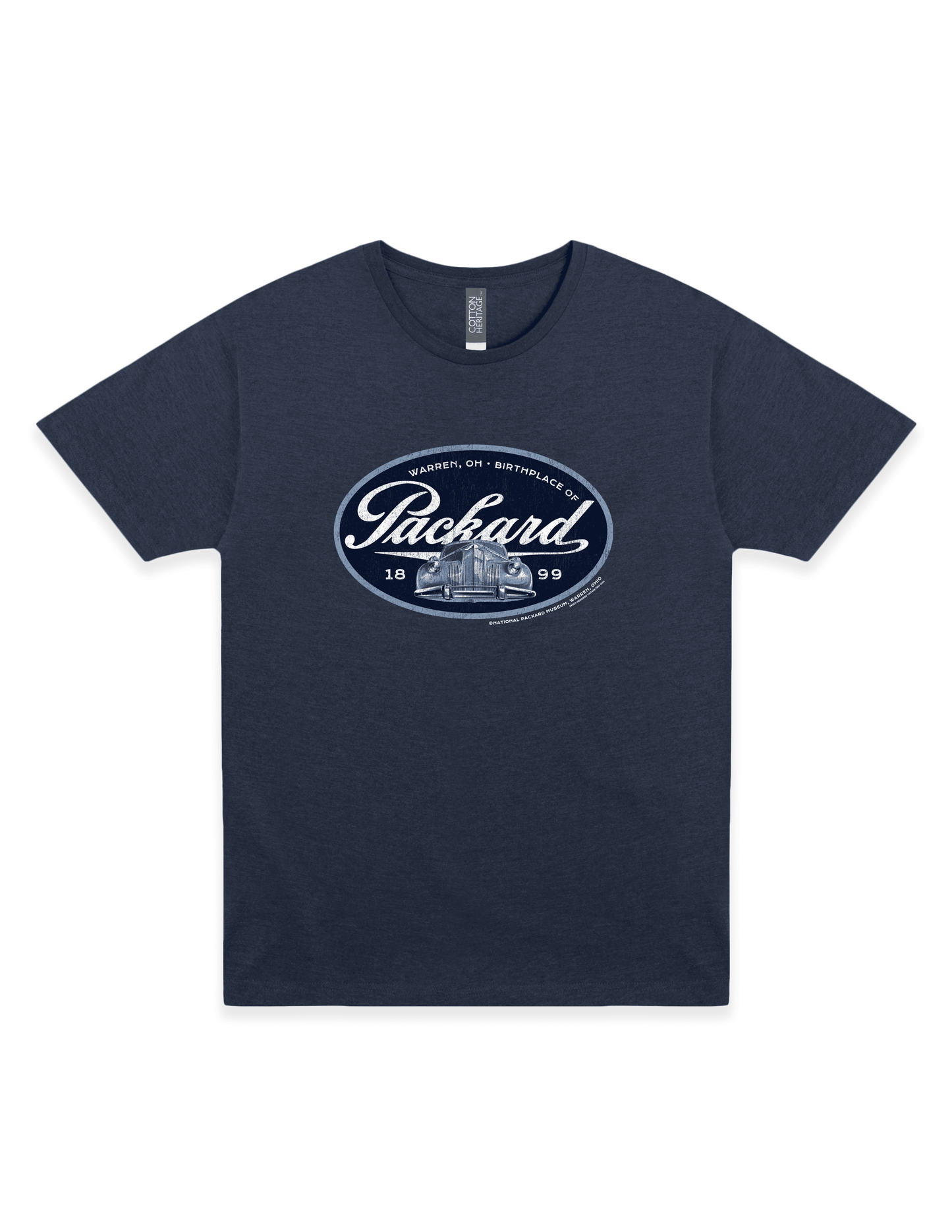 packard car navy tonal vintage grill warren ohio graphic t shirt retro automotive unisex tee