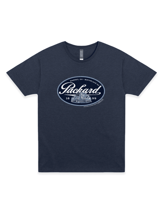 packard car navy tonal vintage grill warren ohio graphic t shirt retro automotive unisex tee