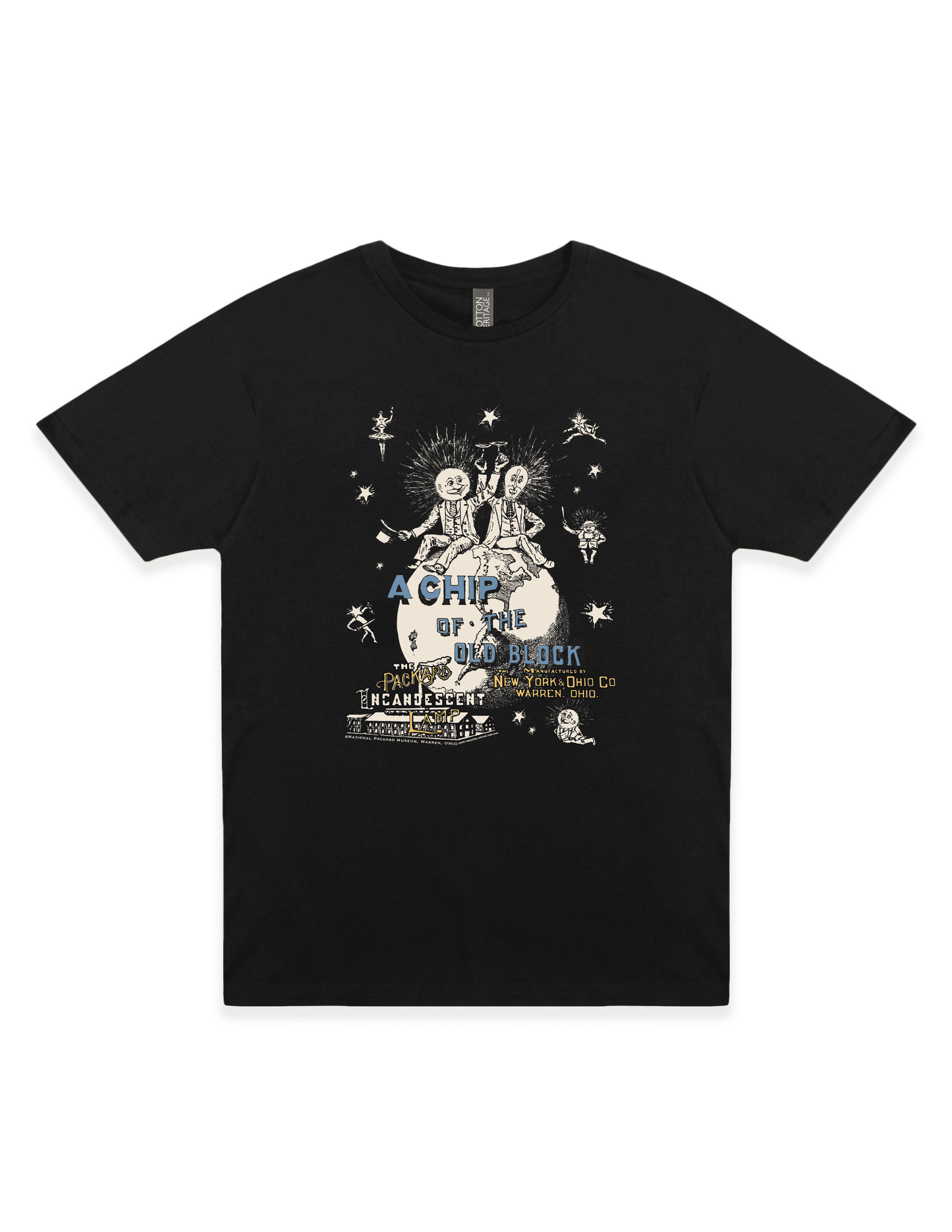 packard incandescent lamp a chip of the old block warren ohio vintage graphic t shirt unisex nostalgia apparel