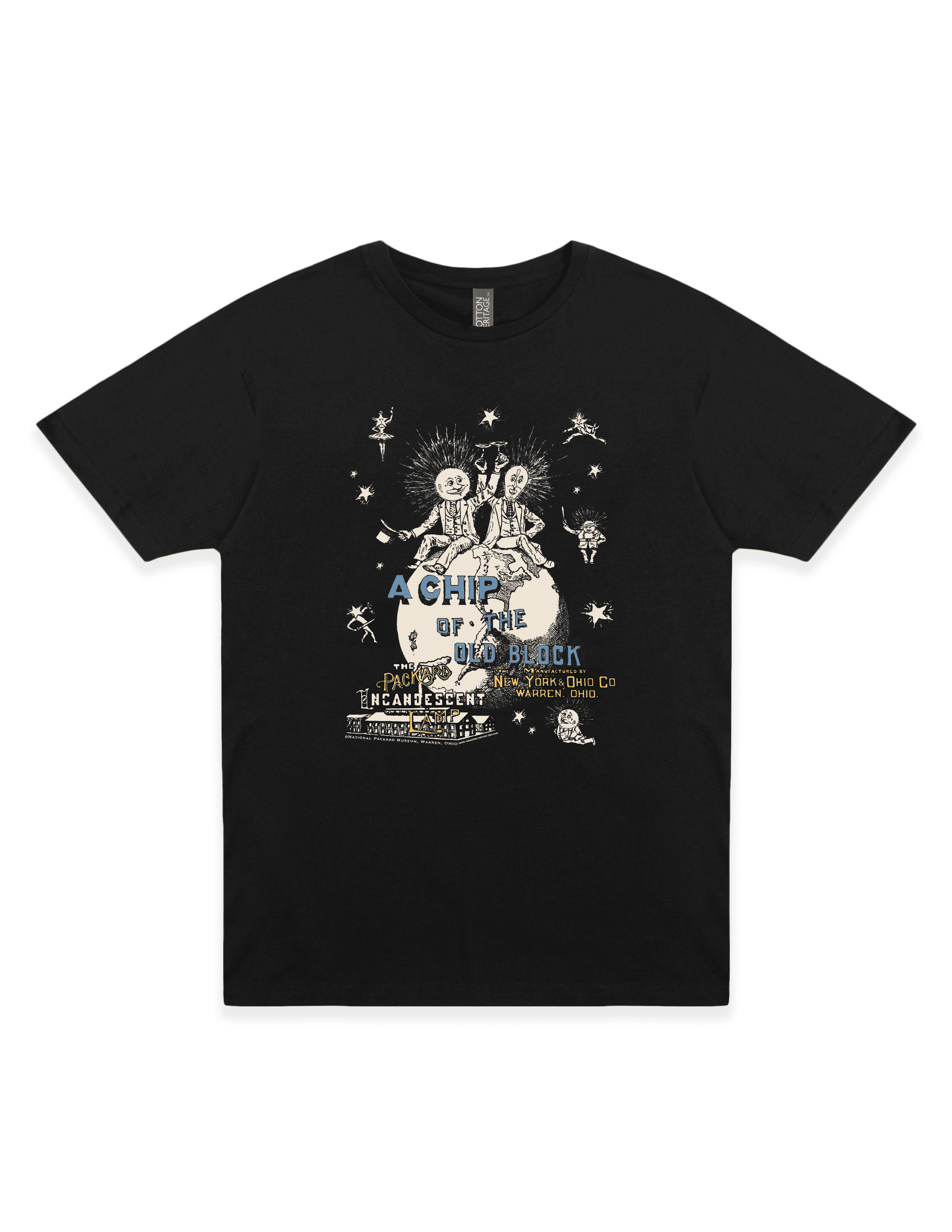 packard incandescent lamp a chip of the old block warren ohio vintage graphic t shirt unisex nostalgia apparel