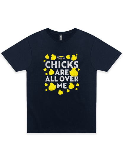 peeps chicks are all over me graphic t shirt officially licensed marshmallow candy unisex novelty tee