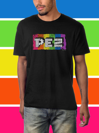 unisex pez 80s neon rainbow shirt styled casually colorful retro candy lover outfit