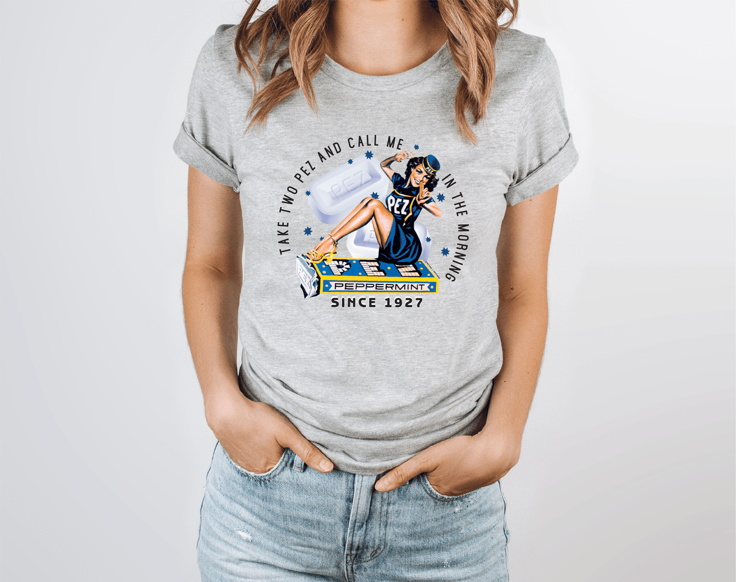 unisex pez vintage pin up girl shirt styled casually retro candy lover and vintage americana outfit