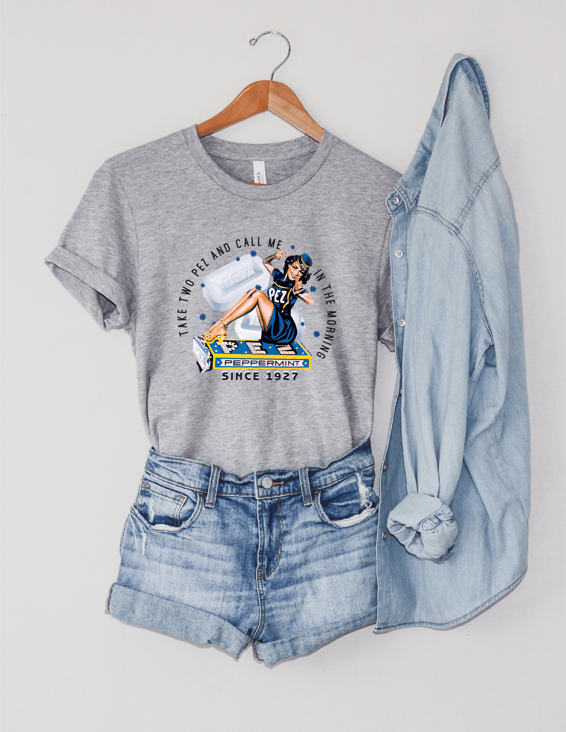 unisex pez vintage pin up girl shirt styled casually retro candy lover and vintage americana outfit