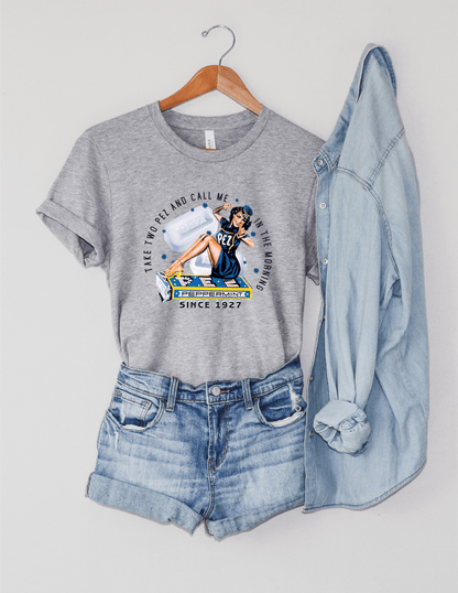 unisex pez vintage pin up girl shirt styled casually retro candy lover and vintage americana outfit