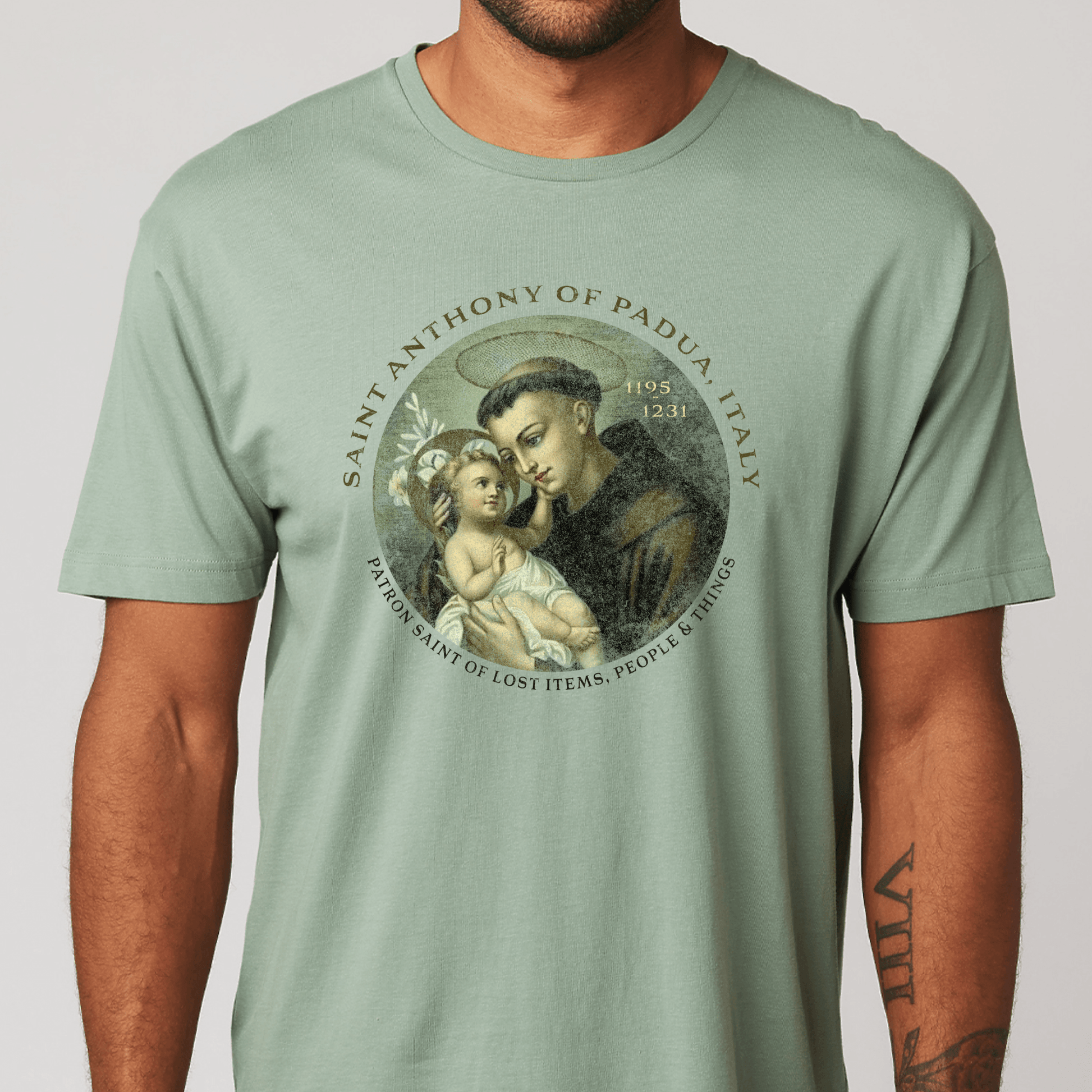unisex saint anthony catholic shirt styled casually faith inspired outfit
