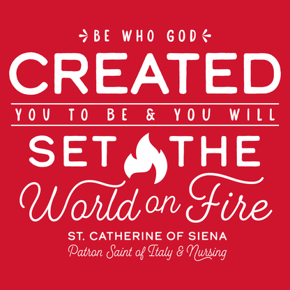 close up of saint catherine of siena catholic religious graphic 