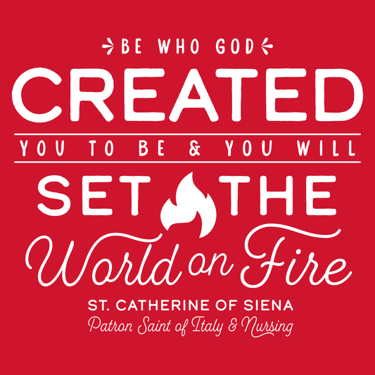 close up of saint catherine of siena catholic religious graphic 