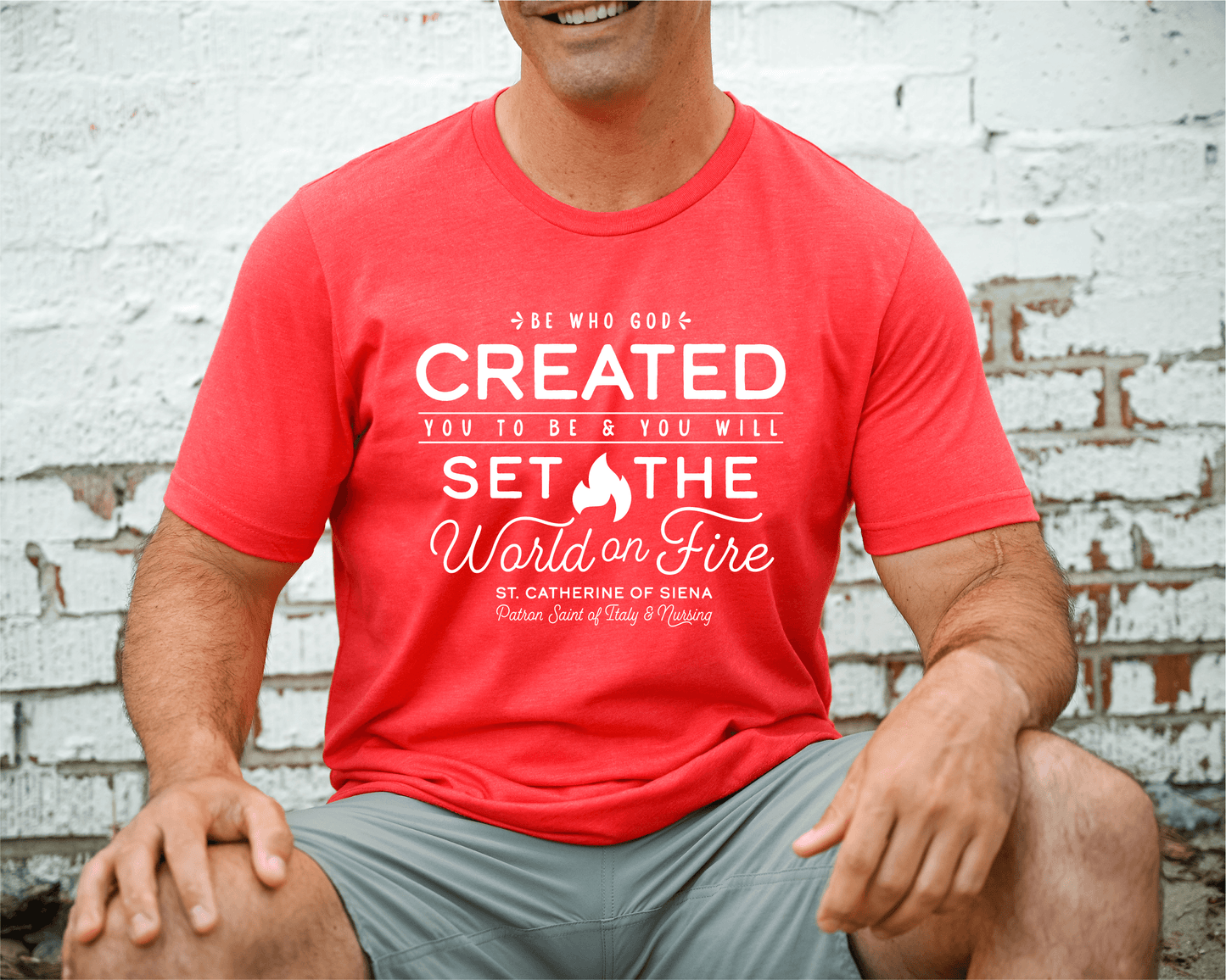unisex saint catherine of siena catholic shirt styled casually faith inspired outfit