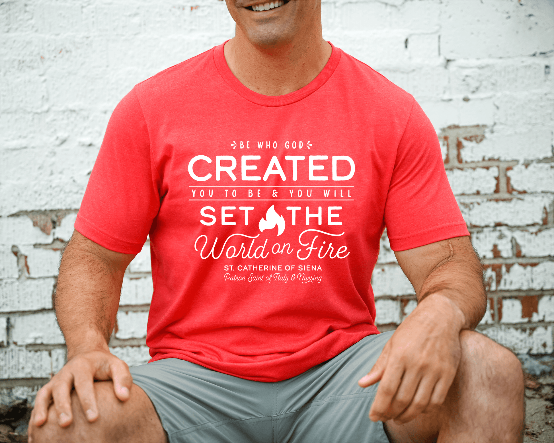 unisex saint catherine of siena catholic shirt styled casually faith inspired outfit