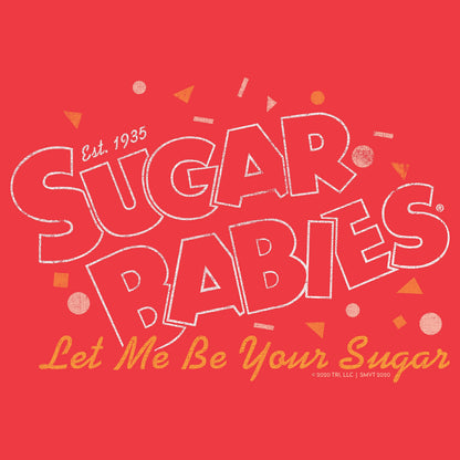 close up of Sugar Babies Let Me Be Your Sugar distressed vintage candy graphic